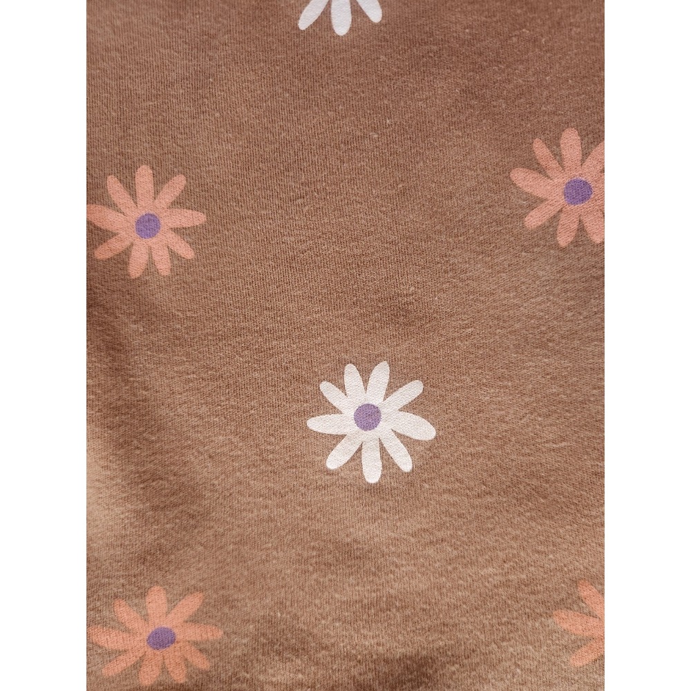 Carters Newborn Girl Brown Daisy Floral Hedgehog Zip Up Footed Sleeper Pajamas - Picture 6 of 7